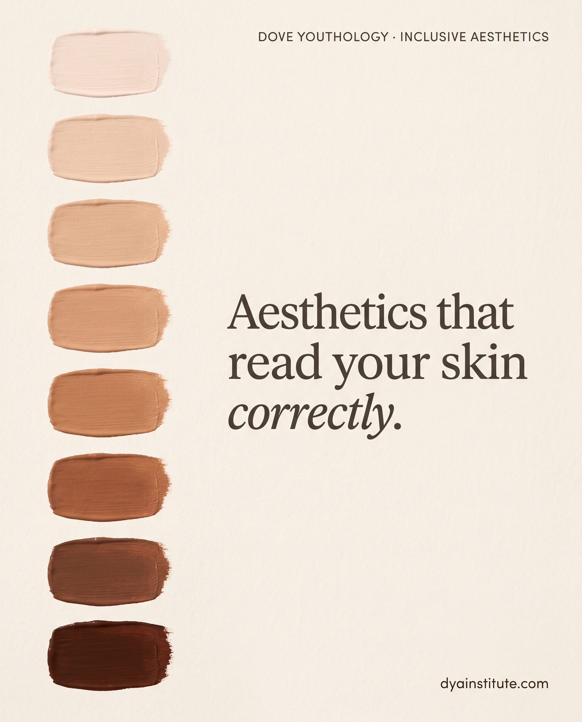DYAI ad — Aesthetics that read your skin correctly.
